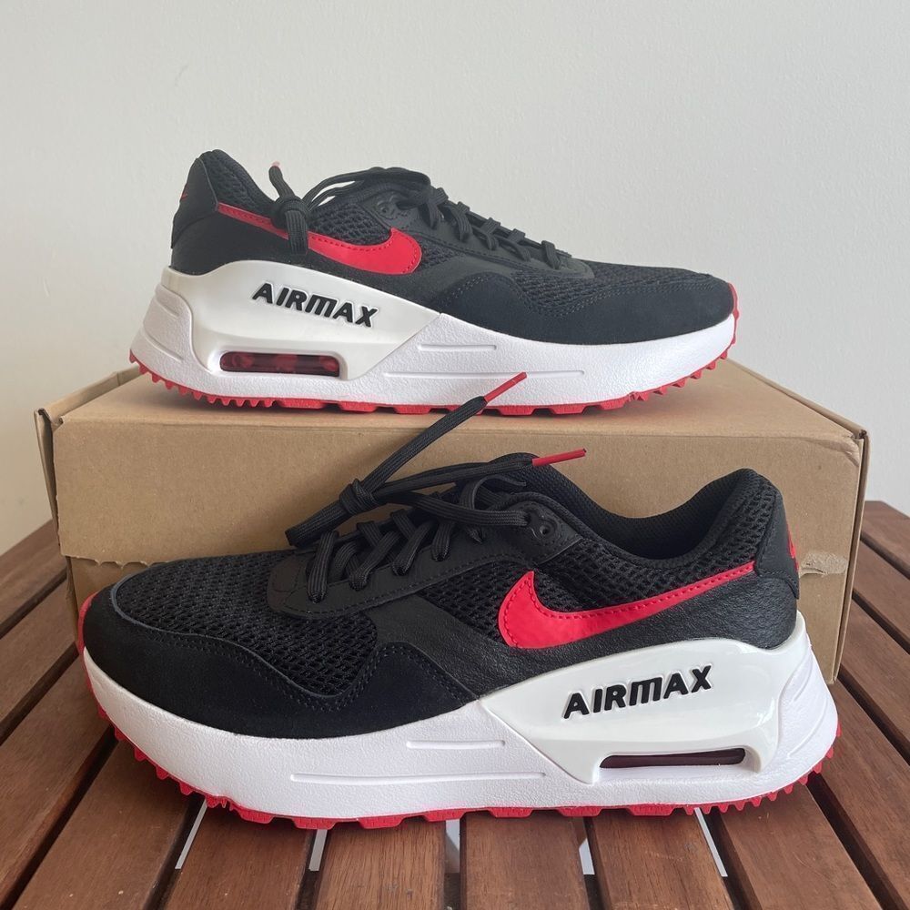 Nike Air Max System Black University Red Women Size 9 Men Size 7.5 (DM9537-005)